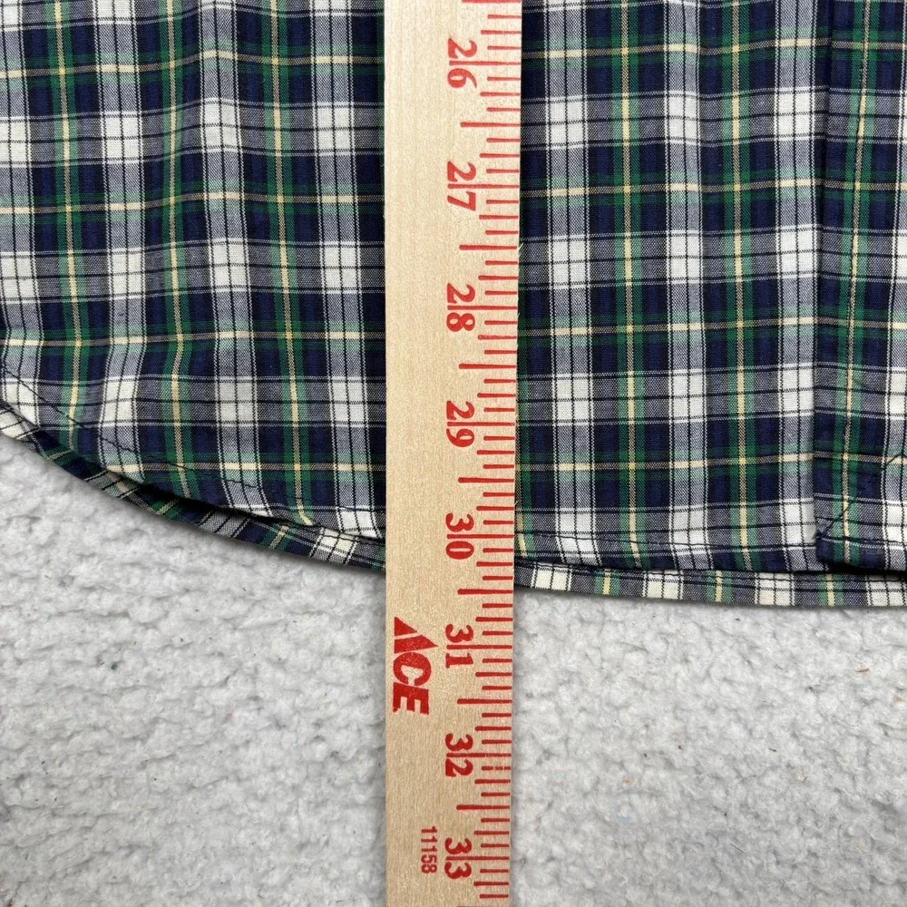 Polo Ralph Lauren Button Down‎ Shirt Mens XL (FITS M) Navy Blue Green Plaid Pony